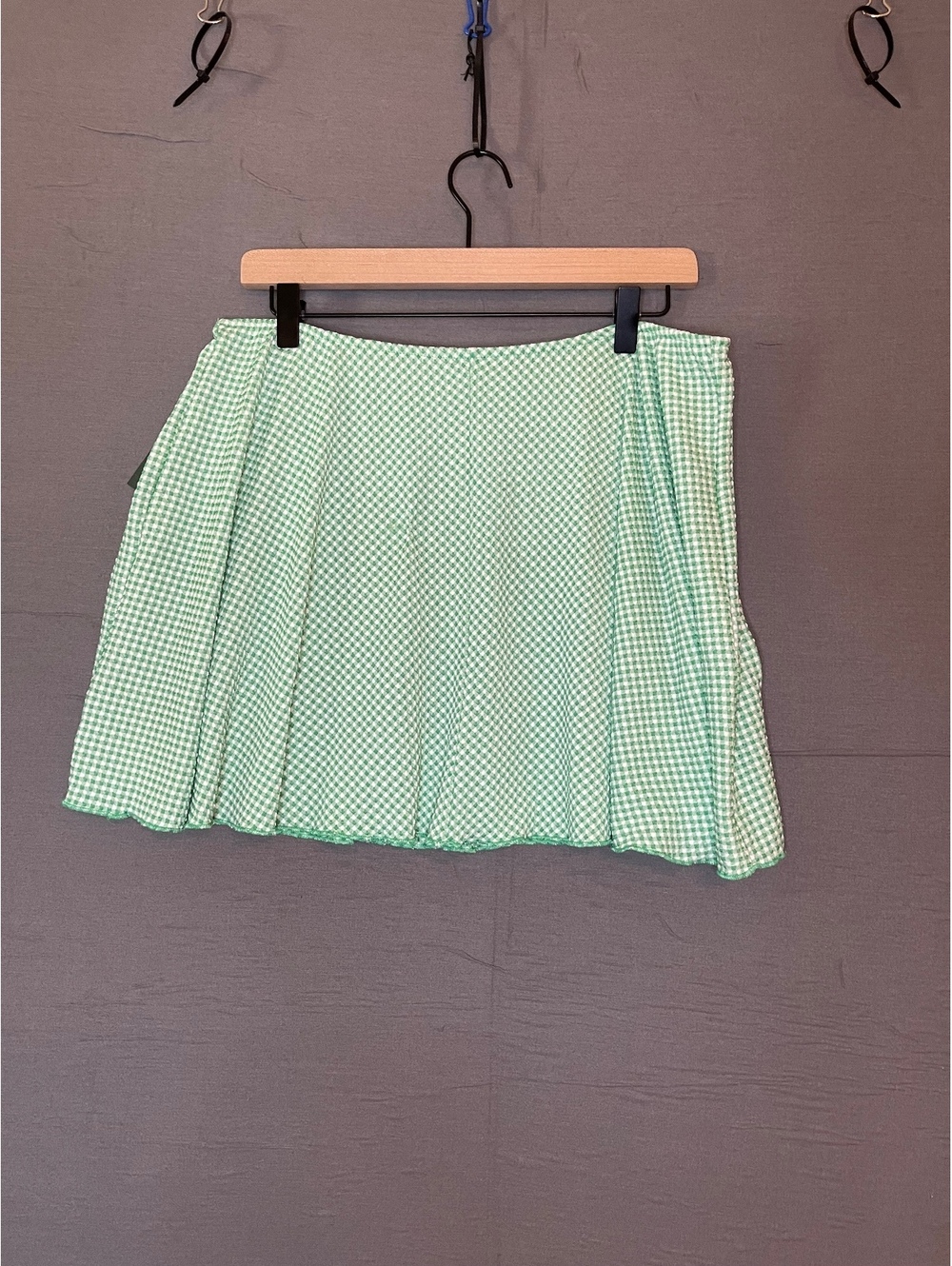 Wild Fable Green Gingham Skort Size Large NWT Pleated Mini Skirt Built-In Shorts